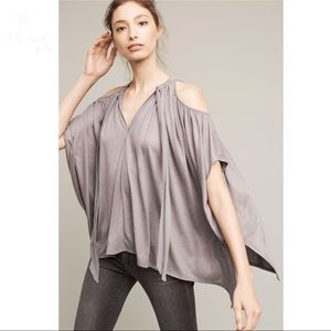 Anthro • Deletta Tulay Open Shoulder Sparkly Metallic Top XS/S
